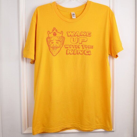Wake Up With The King T Shirt Unisex Large Burger King Yellow Novelty USA Made - Picture 1 of 9